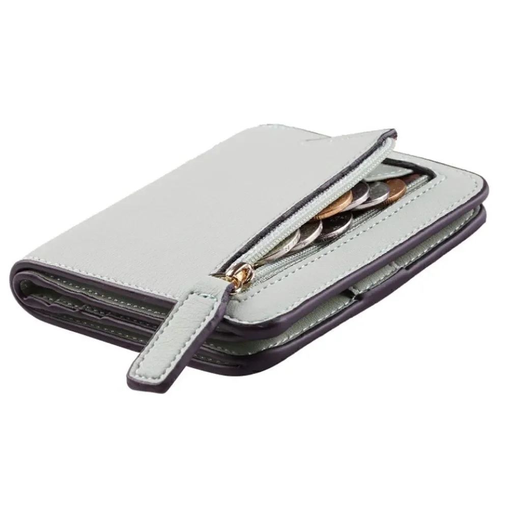 Light Green Leather Compact Wallet
